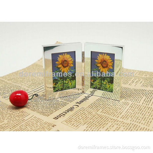 Cute mini mirror aluminum rotating picture photo frame